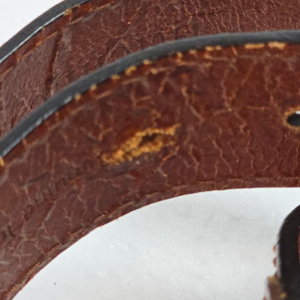 Vtg 90s Etienne Aigner Branded Cognac Brown Leather Belt with Gold Buckle, XL - Picture 9 of 9